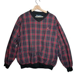 Polo Ralph Lauren Vtg Golf Crest Logo Tartan Plaid Windbreaker Pullover Waxed L